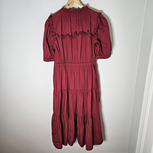 Sea New York Womens Sibylle Tiered Midi Dress Dark Red XS - Picture 3 of 7